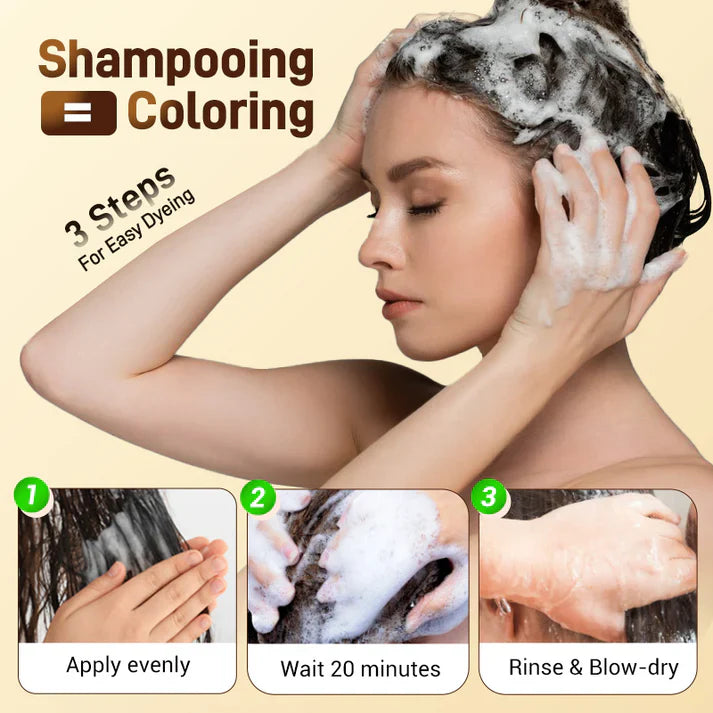 Pack of 3 😍 Natural Plant-Based Hair Color Dye Shampoo